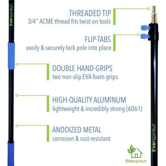 6.5-to-18 Foot Telescopic Extension Pole (25 Ft Reach) pole only - Picture 3 of 7
